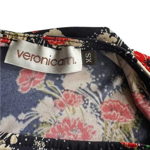 VERONICA WOMANS MIDI SLIP ON DRESS STRETCH RUCHED SLEEVE SZ XS - Picture 9 of 12